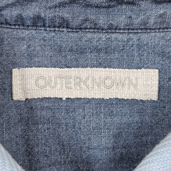 Outerknown Blanket Shirt Womens M/L  Blue Organic Cotton Flannel Heavy Logo - Picture 3 of 6